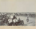 'The Viceroy (Ld Minto) and Amir of Afghanistan & Staff. Line of troops seen in distance.', Agra, India, 1907