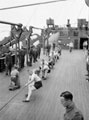 'Tug of War. H.Q. Team', 3rd County of London Yeomanry (Sharpshooters) on board HMT Orion en route to Egypt, 1941