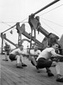 'Tug of War. HQ Team', 3rd County of London Yeomanry (Sharpshooters) on board HMT Orion en route to Egypt, 1941