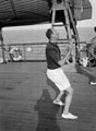 'Deck Tennis. Dangerous Dan Carew', 3rd County of London Yeomanry (Sharpshooters) on board HMT Orion en route to Egypt, 1941