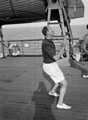 'Deck Tennis. Dangerous Dan Carew', 3rd County of London Yeomanry (Sharpshooters) on board HMT Orion en route to Egypt, 1941