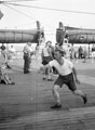 'Deck Tennis. Jenner Jones', 3rd County of London Yeomanry (Sharpshooters) on board HMT Orion en route to Egypt, 1941