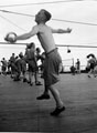 'Deck Tennis. Bill Palmer', 3rd County of London Yeomanry (Sharpshooters) on board HMT Orion en route to Egypt, 1941