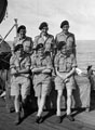 'The Woodford Group. Jimmy Glassborow. Malcolm Budd. Joe Skeet. Joe Ward, Alf Thomson. Bill Palmer', 3rd County of London Yeomanry (Sharpshooters) on board HMT Orion en route to Egypt, 1941