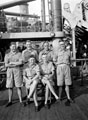 'Tprs. Medcalfe, Gillingham, Connolly, Chaplin, Hackle. Lamb', 3rd County of London Yeomanry (Sharpshooters) on board HMT Orion en route to Egypt, 1941