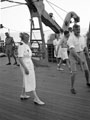 'Deck tennis. The Matron', on board HMT Orion en route to Egypt, 1941