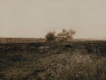 British shells bursting on German trenches near Fonquevillers, July 1916