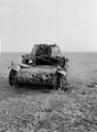 The wreck of an Italian M13/40 tank, North Africa, 1942
