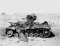 A wrecked German Mark III tank, North Africa, 1942
