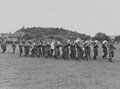 A band of the Worcestershire Regiment marching in battledress, 1940 (c)