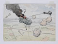 'Balloon shot down by Boche Albatross, Observer has baled out on his parachute, Messines Battle June 1917'