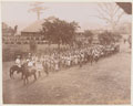 Soldiers of the Gold Coast Regiment marching in local dress, 1901