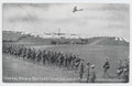 Bustard Camp, Salisbury Plain, with column of marching troops, 1914