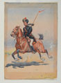 A Jat Sowar of the 6th Cavalry mounted, galloping, with slung lance, 1908 (c)