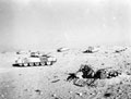 'A' Squadron hull down on Ruweisat Ridge in support of infantry attack, 1942