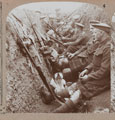 'A Bosche sniper worries a Section of Seaforths who are snatching a moment's respite', 1915 (c)