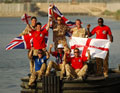 Basra Palace Boat Troop show support for the England football team during the World Cup, Iraq, 2006