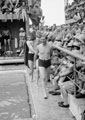 'Initiates. Capt Byass. P.C. (Lt) Dodds', 'Crossing the Line' ceremony, HMT Orion en route to Egypt, 1941