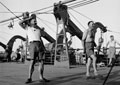 'Deck Tennis. Jimmy Sale. Derek Boothby', 3rd County of London Yeomanry (Sharpshooters), on board HMT Orion en route to Egypt, 1941