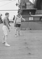 'Deck Tennis. Allan Grant. Bill Goodbody', HMT Orion en route to Egypt, 1941