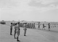 'C.O.s parade. Saluting base. Lt Col Grafftey Smith takes the salute', 1942