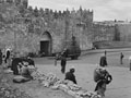 'Selling oranges by the Damascus Gate (3 for 1d)', Jerusalem, Palestine, 1943