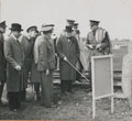 Prime Minister Winston Churchill examining a target during a visit to the Experimental Establishment, Shoeburyness, June 1941