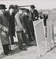 Prime Minister Winston Churchill examining a target during a visit to the Experimental Establishment, Shoeburyness, June 1941