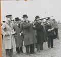 Secretary of State for War, Captain David Margesson, accompanying the Prime Minister Winston Churchill on a visit to the Experimental Establishment, Shoeburyness, June 1941