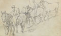 French Cavalry watering their horses, 1915 (c)