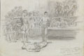 'A boxing competition in a rest camp. Bantam weights a knock out. The Padre referees', 1915 (c)