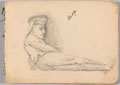 Sketch of a soldier reclining and smoking, World War One (1914-1918)