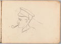 Sketch of a soldier smoking a pipe, World War One (1914-1918)