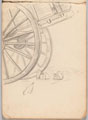 Sketch of poultry beneath a cart, World War One (1914-1918)