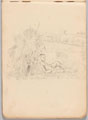 Sketch of a soldier reclining by a haystack, World War One (1914-1918)