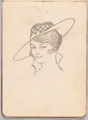 Sketch of a young woman in a fashionable hat., World War One (1914-1918)