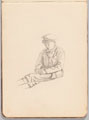 Sketch of a seated soldier, World War One (1914-1918)