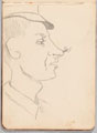 Caricature of a soldier with an insect on his nose, World War One (1914-1918)