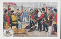 'Private Moyse of the Buffs refuses to bow down before the Chinese Mandarin', postcard, 1860