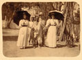 'Grant Road Hospital. English nurses exercising a convalescent plague-stricken lunatic', Bombay, 1897