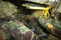 Cramped conditions for a section of Light Dragoons in the back of a Spartan armoured personnel carrier, Robertson Barracks, Norfolk, March 2004