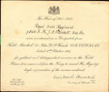 Certificate attesting the mention of Sergeant Major James Frederick Plunkett, 2nd Battalion, Royal Irish Regiment, in a despatch of 8 October 1914 by Field Marshal Sir John French