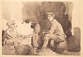 Two soldiers sitting by stove, 5 February 1916