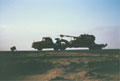 Royal Artillery M109 gun on tank transporter, Gulf War, 1991 (c)