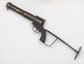 Riot gun converted from Webley and Scott 1.5 inch No 4 Mk I signal pistol, fitted with Sten skeleton stock