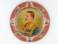 Decorative tin hanging plate with central portrait of Lieutenant General John D P French, 1902 (c)