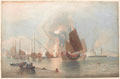 'The East India Company's iron steamship Nemesis, Lieutenant W H Hall RN, Commander, with boats of Sulphur, Calliope, Larne and Starling destroying Chinese war junks, 1841'