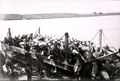 A company of the 99th Regiment cross into Zululand by pont at the Lower Thukela Drift, 12 January  1879