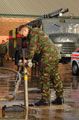 Soldiers from 4th General Support Regiment, Royal Logistic Corps preparing a Green Goddess fire engine at Slade Park Barracks, Oxford, 2002
