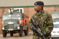 Soldier from 4th General Support Regiment, Royal Logistic Corps on security duty at Slade Park Barracks, Oxford, 2002